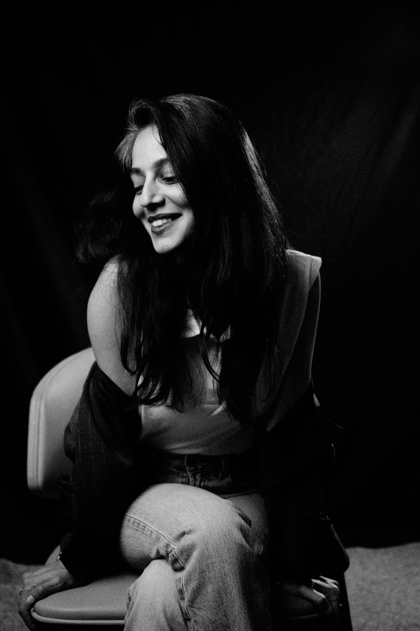 Black and white studio portrait of Gheed